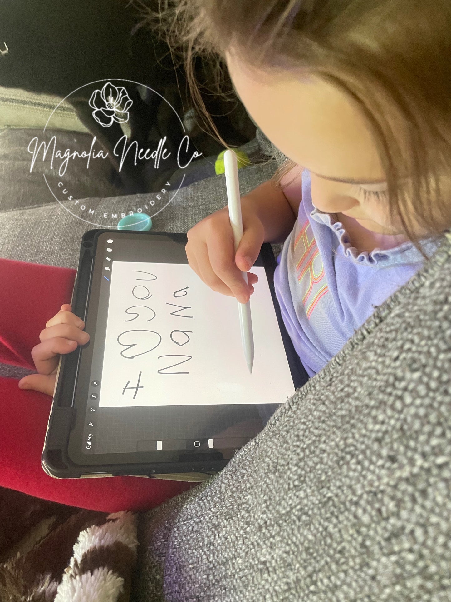 Custom embroidered kids handwriting shirt