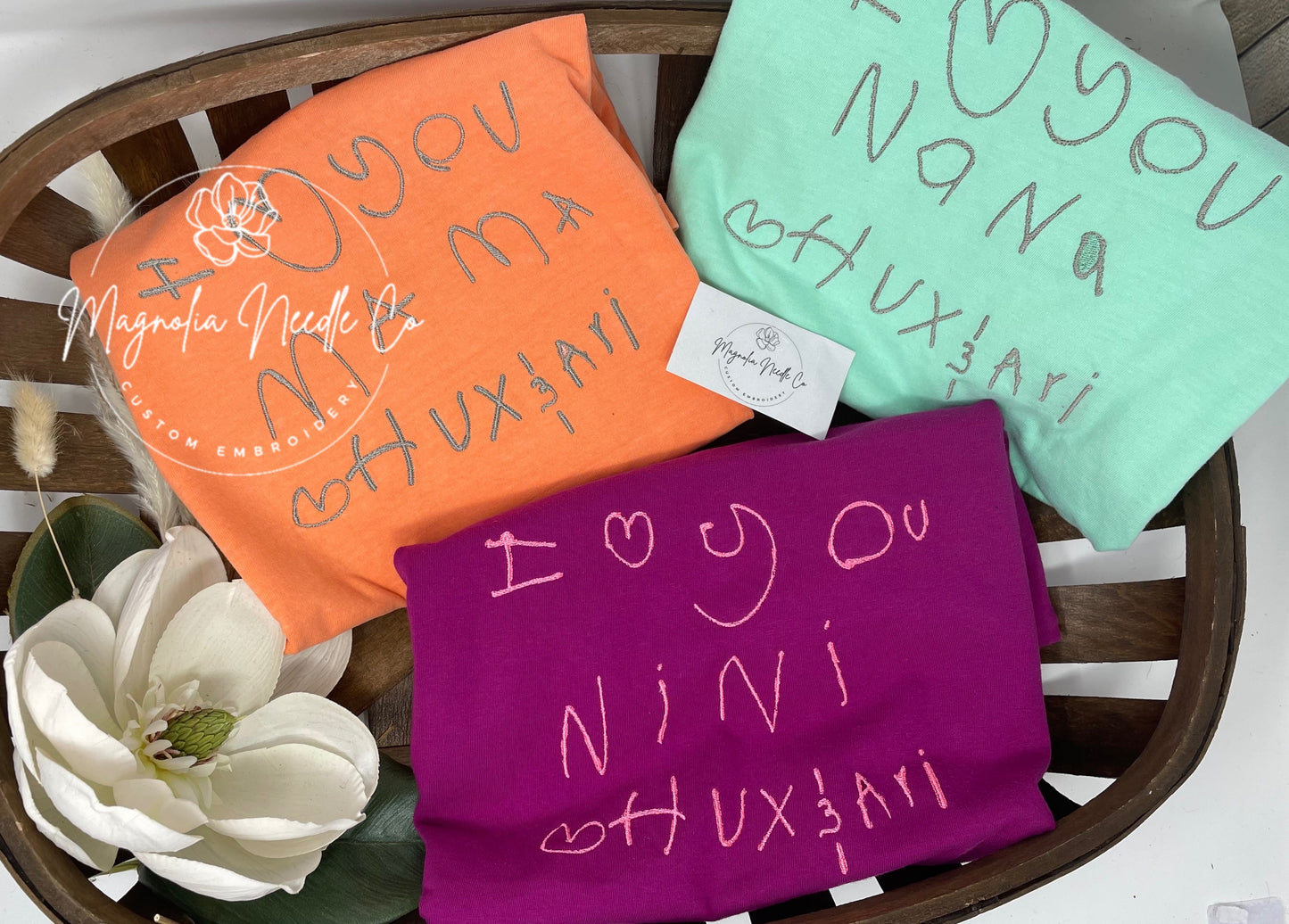 Custom embroidered kids handwriting shirt