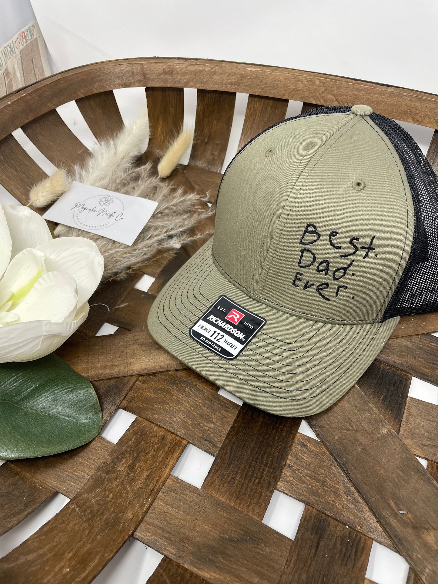 Custom embroidered kids handwriting hats