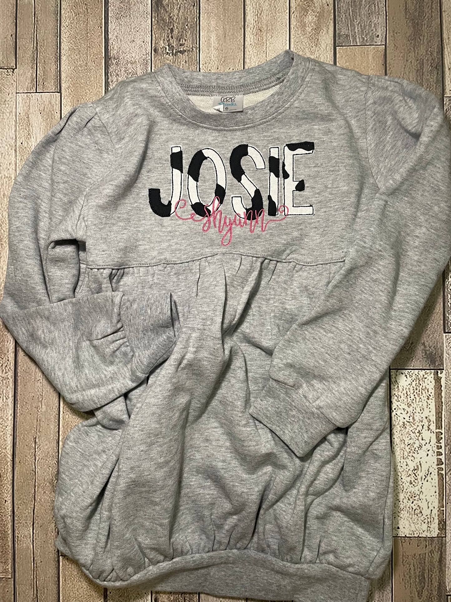 Girls monogrammed bubble sweatshirts