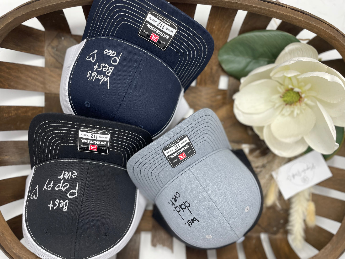 Custom embroidered kids handwriting hats