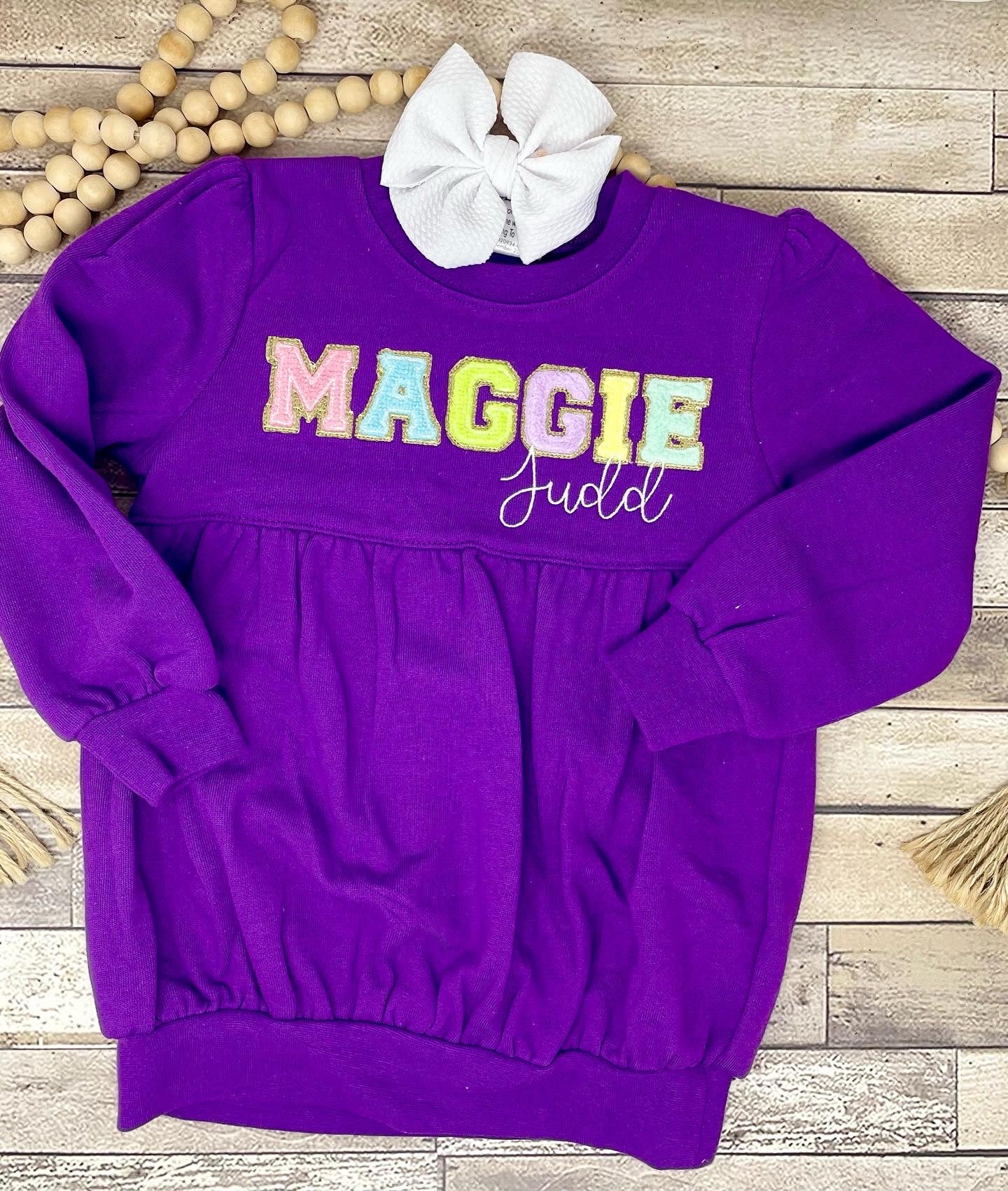 Girls monogrammed bubble sweatshirts