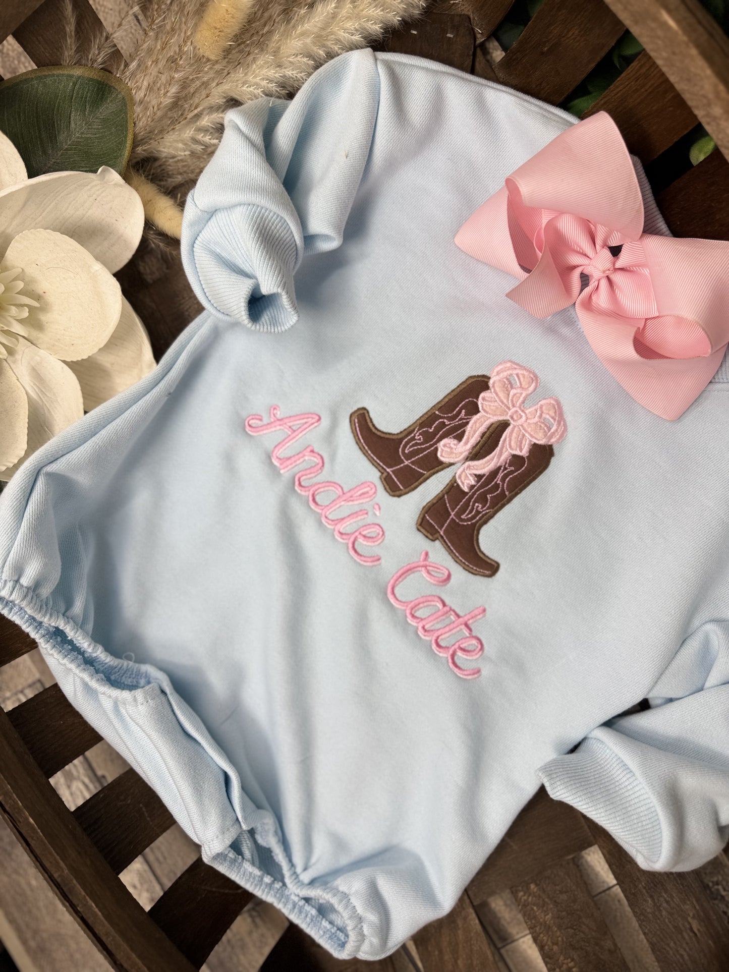 Girls applique boot design