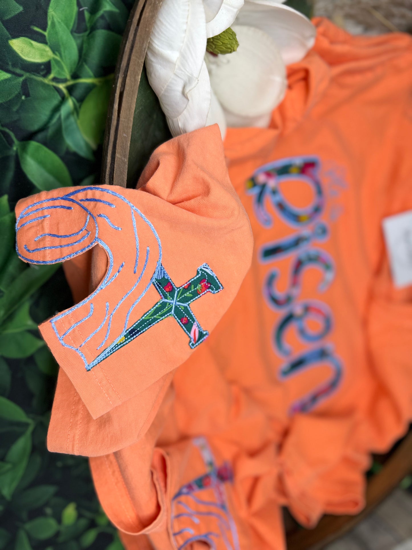 Easter Risen Applique t-shirt with side seam detail