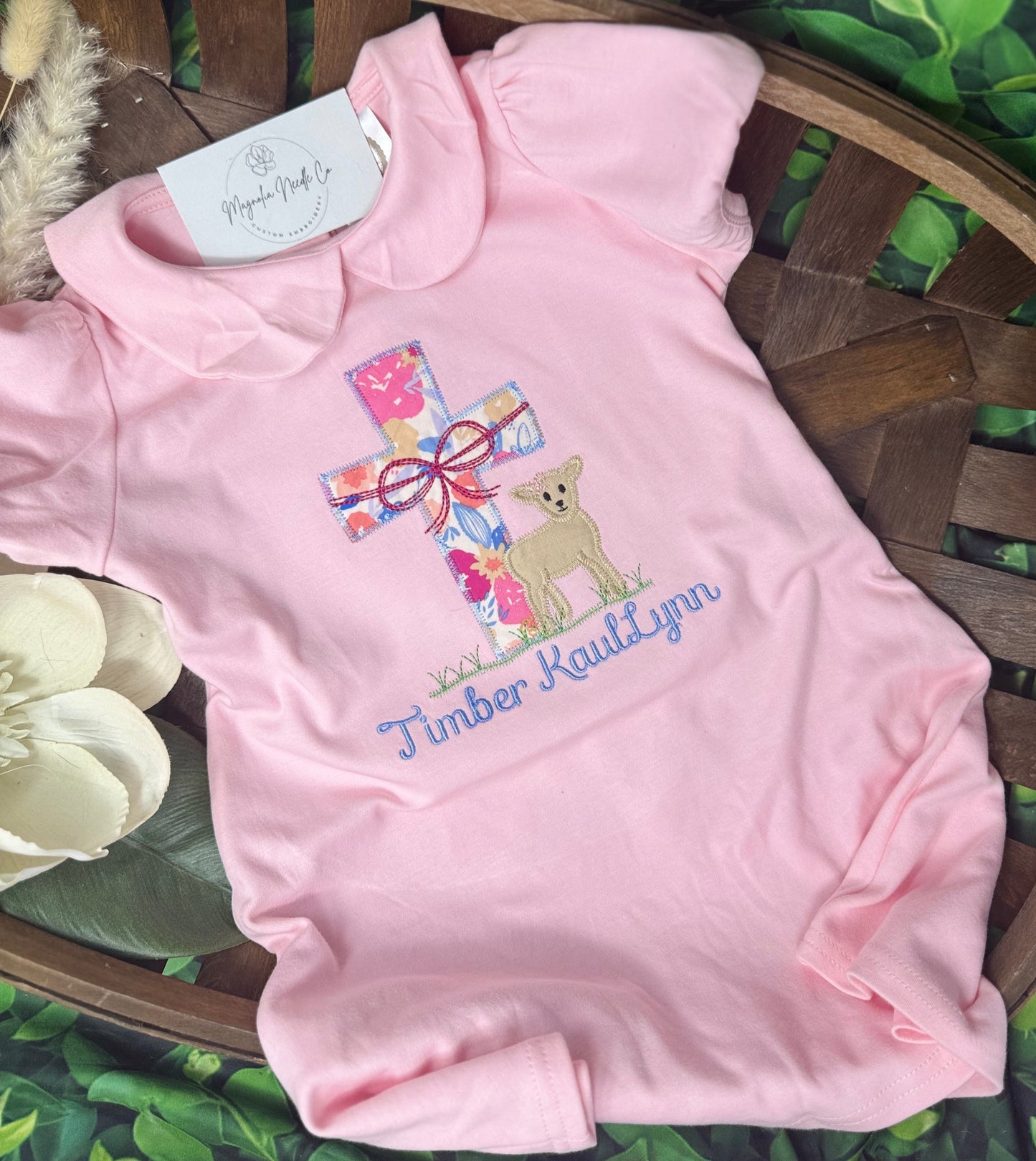 Girls Easter outfit with lamb and Cross