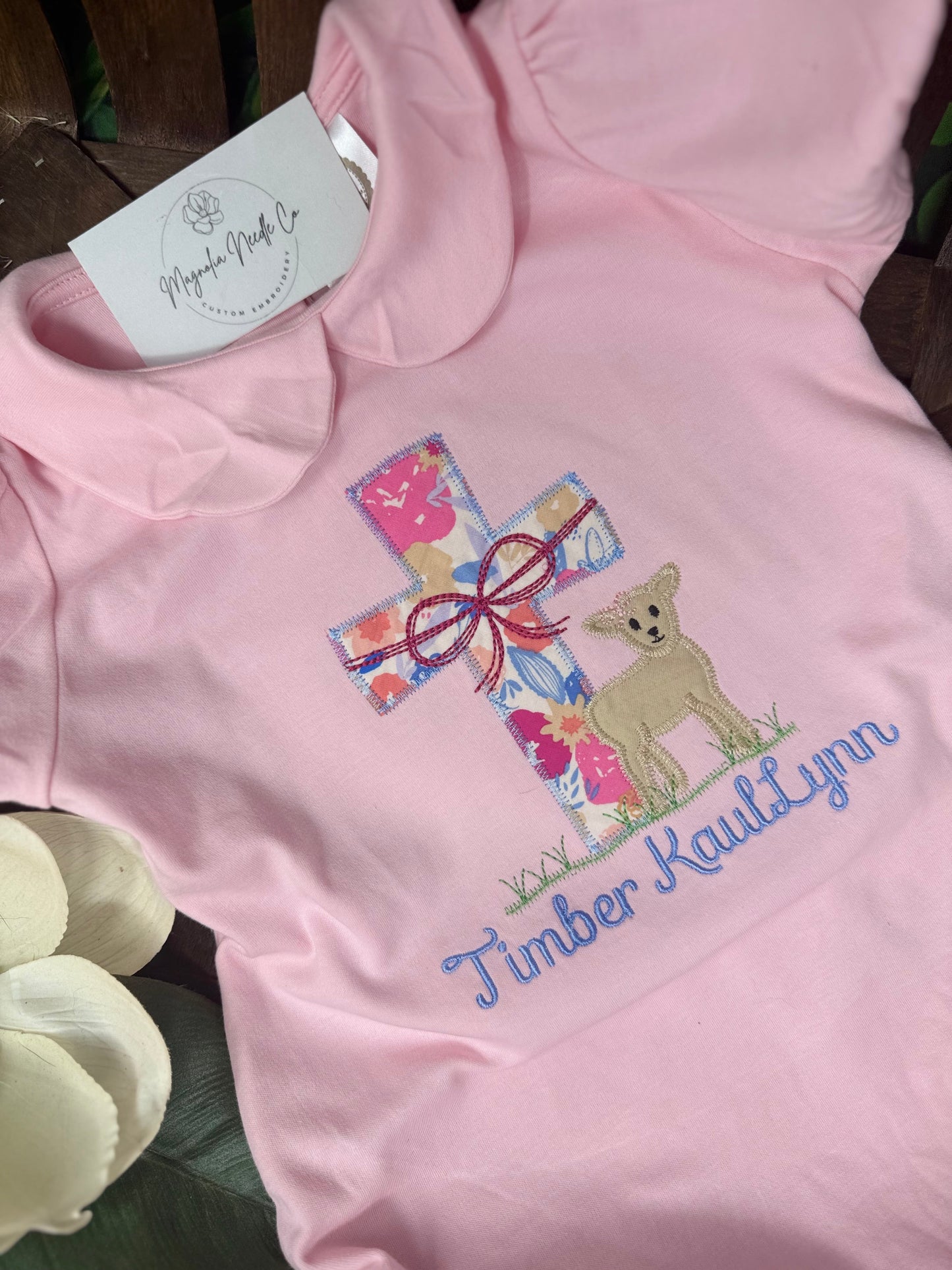 Girls Easter outfit with lamb and Cross