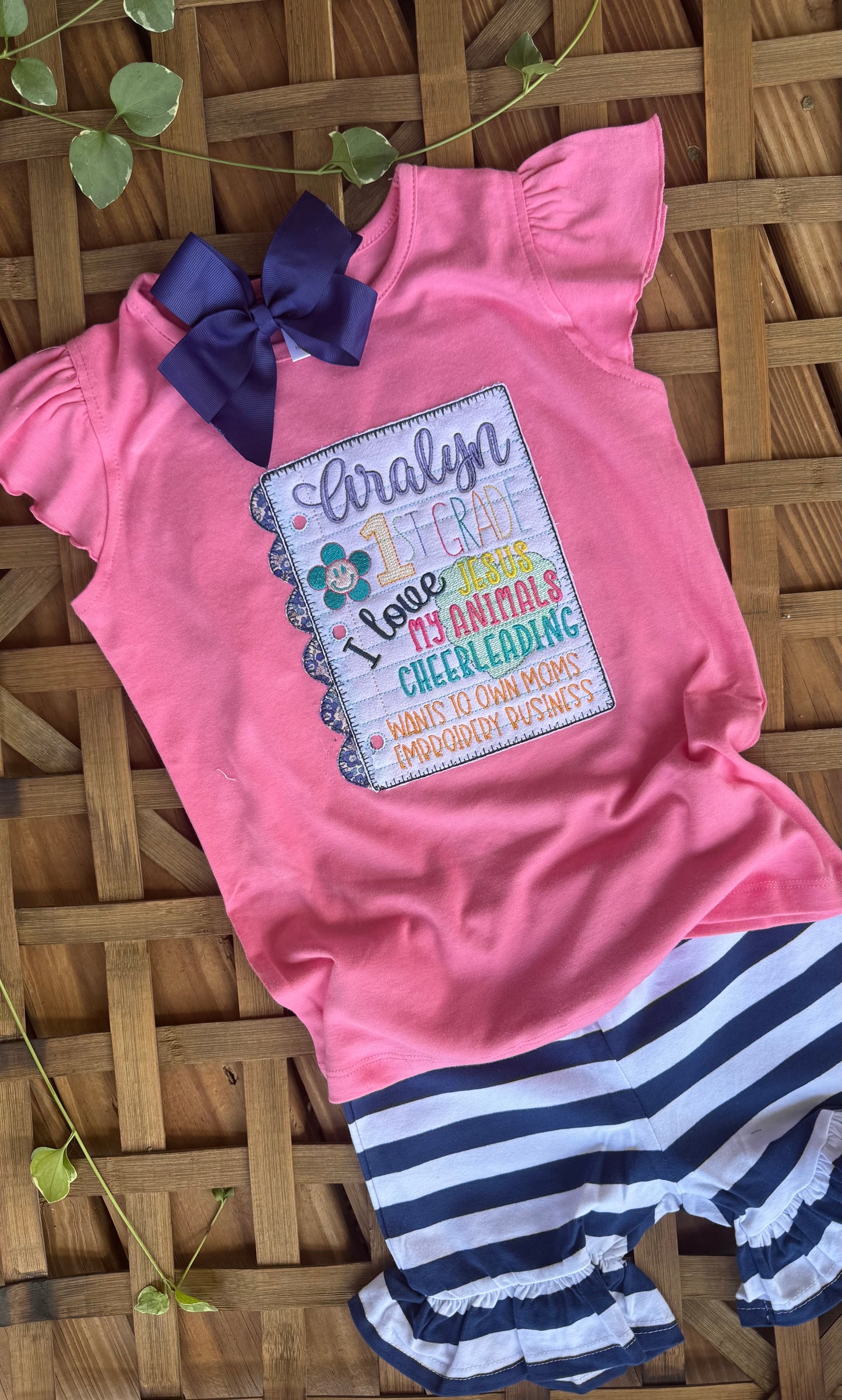girls personalized back to school shirt