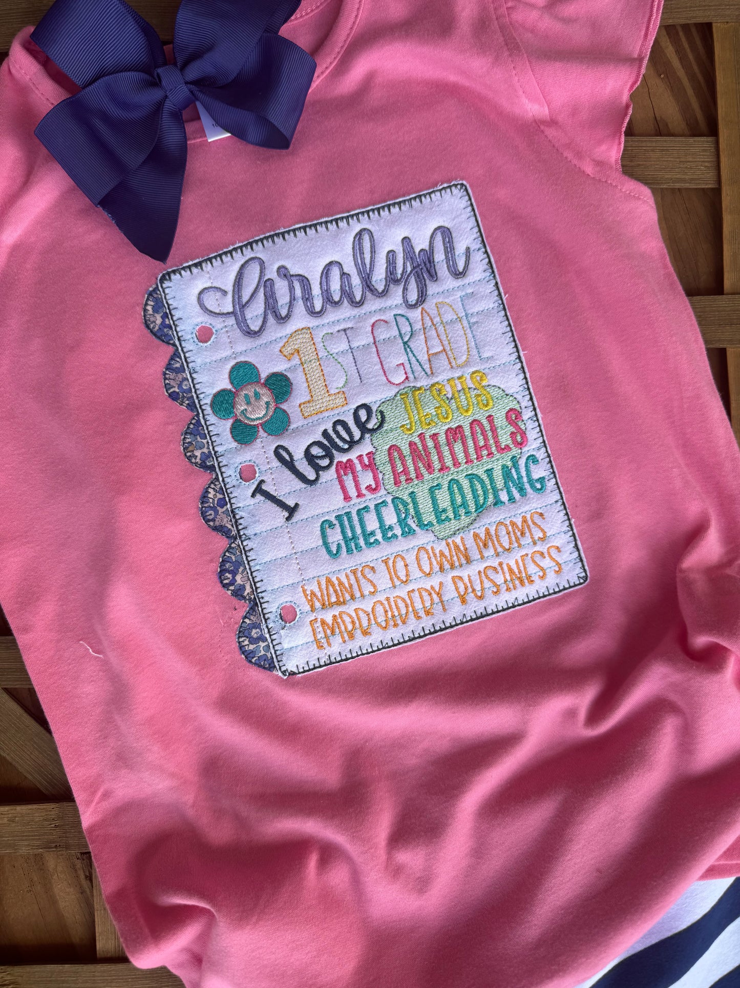 girls personalized back to school shirt
